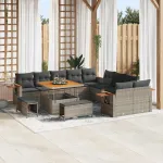 Set de canapele pentru grădină cu pernă 13 pcs Gri GartenMobel Dekor
