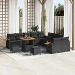 Set de canapele pentru grădină cu pernă 13 pcs Negru GartenMobel Dekor