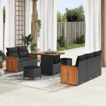 Set de canapele pentru grădină cu pernă 8 pcs Negru GartenMobel Dekor