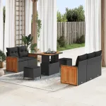 Set de canapele pentru grădină cu pernă 8 pcs Negru GartenMobel Dekor