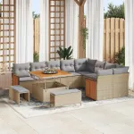 Set de canapele pentru grădină 12 pcs Beige și gri deschis GartenMobel Dekor