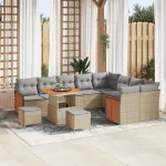Set de canapele pentru grădină 12 pcs Beige și gri deschis GartenMobel Dekor