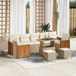 Set de canapele pentru grădină cu pernă 10 pcs Bej și crem GartenMobel Dekor