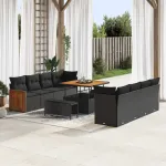 Set de canapele pentru grădină cu pernă 11 pcs Negru GartenMobel Dekor