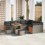Set de canapele pentru grădină cu pernă 12 pcs Gri GartenMobel Dekor