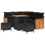 Set de canapele pentru grădină cu pernă 8 pcs Negru GartenMobel Dekor