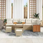 Set de canapele pentru grădină cu pernă 9 pcs Bej și crem GartenMobel Dekor