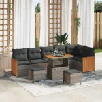 Set de canapele pentru grădină cu pernă 9 pcs Gri GartenMobel Dekor