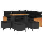 Set de canapele pentru grădină cu pernă 9 pcs Negru GartenMobel Dekor