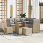 Set de canapele pentru grădină 8 pcs bej și gri deschis GartenMobel Dekor