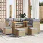 Set de canapele pentru grădină 9 pcs bej și gri deschis GartenMobel Dekor