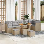 Set de canapele pentru grădină 9 pcs bej și gri deschis GartenMobel Dekor