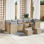 Set de canapele pentru grădină Manual 10 pcs bej și gri deschis GartenMobel Dekor