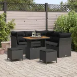 Set de canapele pentru grădină cu pernă 8 pcs Negru GartenMobel Dekor
