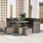 Set de canapele pentru grădină cu pernă cu depozitare 8 pcs Gri GartenMobel Dekor