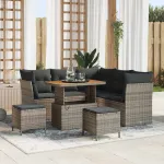 Set de canapele pentru grădină cu pernă cu depozitare 8 pcs Gri GartenMobel Dekor