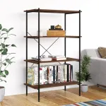 Unitate de rafturi pe 4 niveluri negru și natural, 80x40x130 cm GartenMobel Dekor