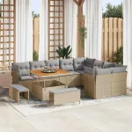 Set de canapele pentru grădină 12 pcs bej și gri deschis GartenMobel Dekor