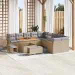 Set de canapele pentru grădină 13 pcs Beige și gri deschis GartenMobel Dekor
