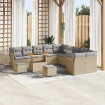 Set de canapele pentru grădină 13 pcs Beige și gri deschis GartenMobel Dekor
