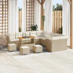 Set de canapele pentru grădină 14 pcs Bej și crem poliratan GartenMobel Dekor