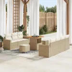 Set de canapele pentru grădină cu pernă 10 pcs bej și crem GartenMobel Dekor