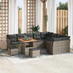 Set de canapele pentru grădină cu pernă 12 pcs Gri GartenMobel Dekor