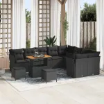 Set de canapele pentru grădină cu pernă 12 pcs Negru GartenMobel Dekor