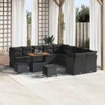 Set de canapele pentru grădină cu pernă 13 pcs Negru GartenMobel Dekor