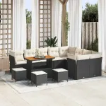 Set de canapele pentru grădină cu pernă 13 pcs negru și crem GartenMobel Dekor