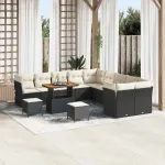 Set de canapele pentru grădină cu pernă 13 pcs negru și crem GartenMobel Dekor