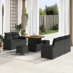 Set de canapele pentru grădină cu pernă 8 pcs Negru poliratan GartenMobel Dekor