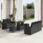 Set de canapele pentru grădină cu pernă 8 pcs Negru poliratan GartenMobel Dekor