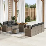 Set de canapele pentru grădină cu pernă Manual 10 pcs Gri GartenMobel Dekor