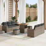 Set de canapele pentru grădină cu pernă cu depozitare 9 pcs Gri GartenMobel Dekor