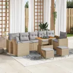 Set de canapele pentru grădină 10 pcs Beige și gri deschis GartenMobel Dekor