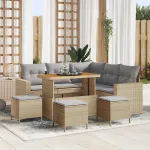 Set de canapele pentru grădină 10 pcs Beige și gri deschis GartenMobel Dekor