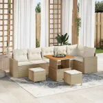 Set de canapele pentru grădină 11 pcs Bej și crem poliratan GartenMobel Dekor