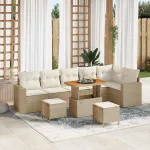 Set de canapele pentru grădină 11 pcs Bej și crem poliratan GartenMobel Dekor