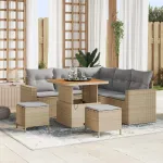 Set de canapele pentru grădină 9 pcs Beige și gri deschis GartenMobel Dekor