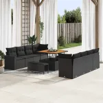 Set de canapele pentru grădină cu pernă 12 pcs Negru poliratan GartenMobel Dekor