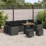 Set de canapele pentru grădină cu pernă 13 pcs Negru poliratan GartenMobel Dekor