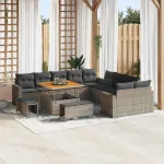 Set de canapele pentru grădină cu pernă 17 pcs Gri poliratan GartenMobel Dekor
