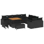 Set de canapele pentru grădină cu pernă 17 pcs Negru poliratan GartenMobel Dekor