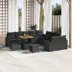 Set de canapele pentru grădină cu pernă 17 pcs Negru poliratan GartenMobel Dekor
