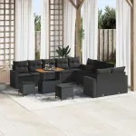 Set de canapele pentru grădină cu pernă 17 pcs Negru poliratan GartenMobel Dekor