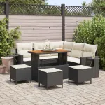 Set de canapele pentru grădină 10 pcs Negru și Crem poliratan GartenMobel Dekor