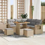 Set de canapele pentru grădină 9 pcs Beige și gri deschis GartenMobel Dekor