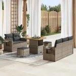 Set de canapele pentru grădină cu pernă 10 pcs Gri poliratan GartenMobel Dekor