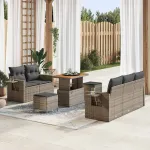 Set de canapele pentru grădină cu pernă 10 pcs Gri poliratan GartenMobel Dekor